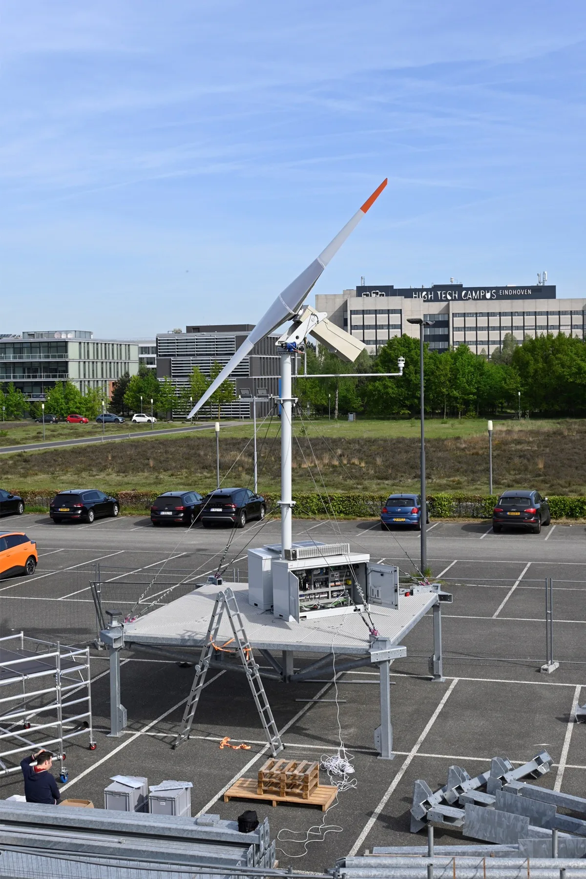 Een proef met de turbine op de high tech campus in Eindhoven. Foto: TouchWind.