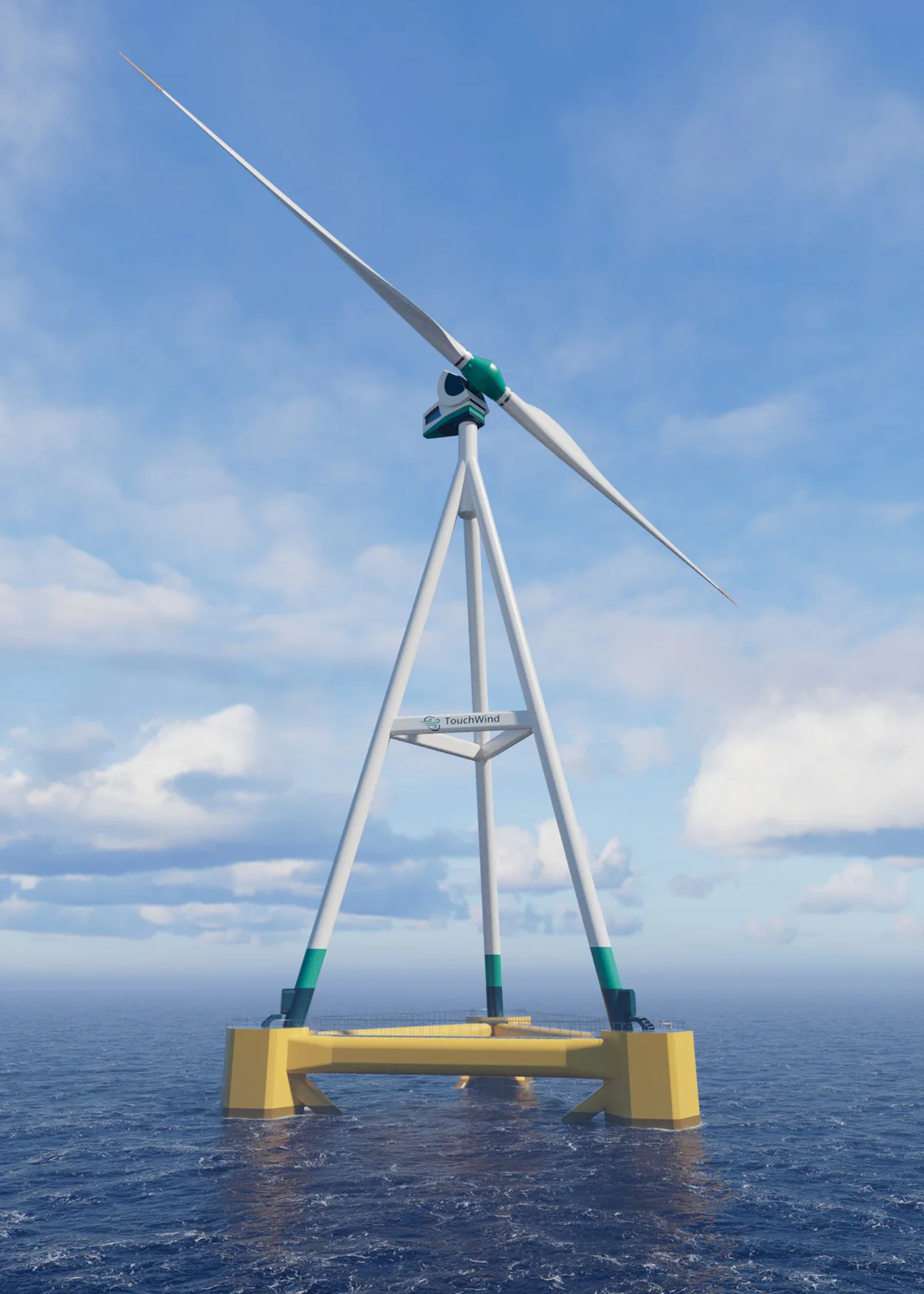 Het concept lijkt bij uitstek geschikt voor drijvende windparken op zee. Beeld: TouchWind