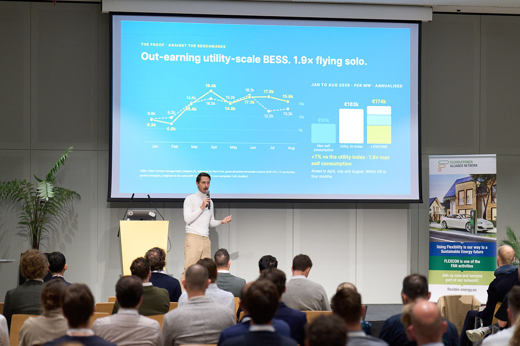 Dries Bols (Lifepowr) tijdens het congres Flexcon. Foto: Flexcon